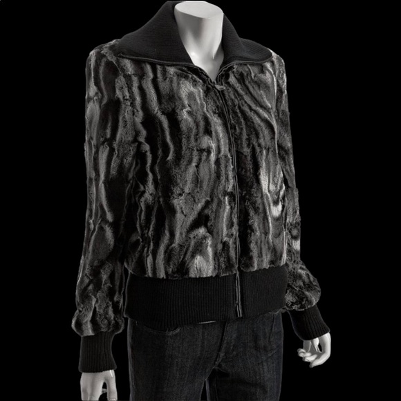 Via Spiga Marble Faux Fur Isabetta  Bomber Jacket - Picture 11 of 11